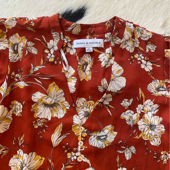 Emma and Michele dress long-sleeved, rust-colored with a floral pattern - Picture 7 of 10